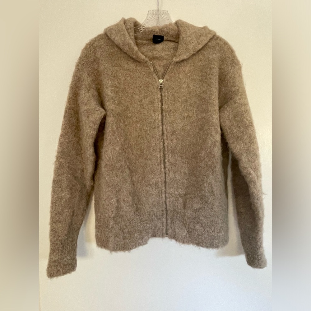 CT plage Alpaca Boucle Full Zip Hoodie, Beige/Camel, Small